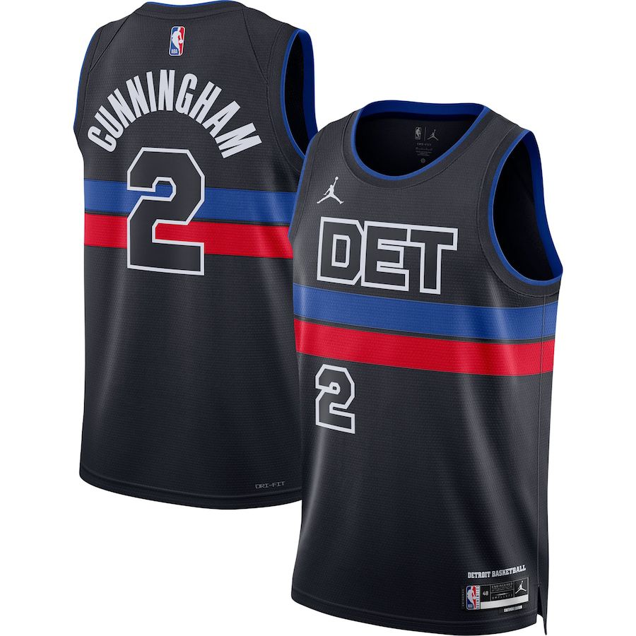 Men Detroit Pistons 2 Cade Cunningham Jordan Brand Black 2022-23 Statement Edition Swingman NBA Jersey